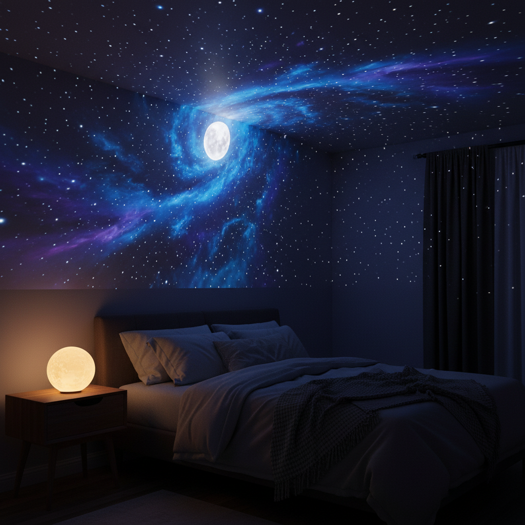 Galaxy Star Projector - Bedroom Scene